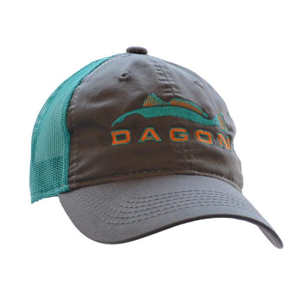 Gray/teal trucker hat