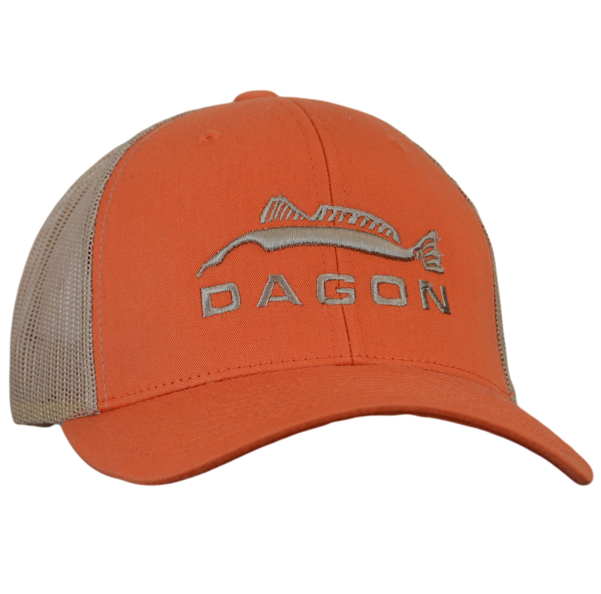 Embroidered Trucker Hat Orange Tan