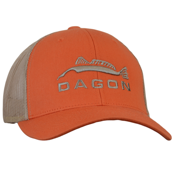 Embroidered Trucker Hat Orange Tan