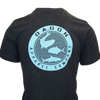 Grand Slam Tee Dark heathered grey tshirt with dagon apparel company in blue graphic on back