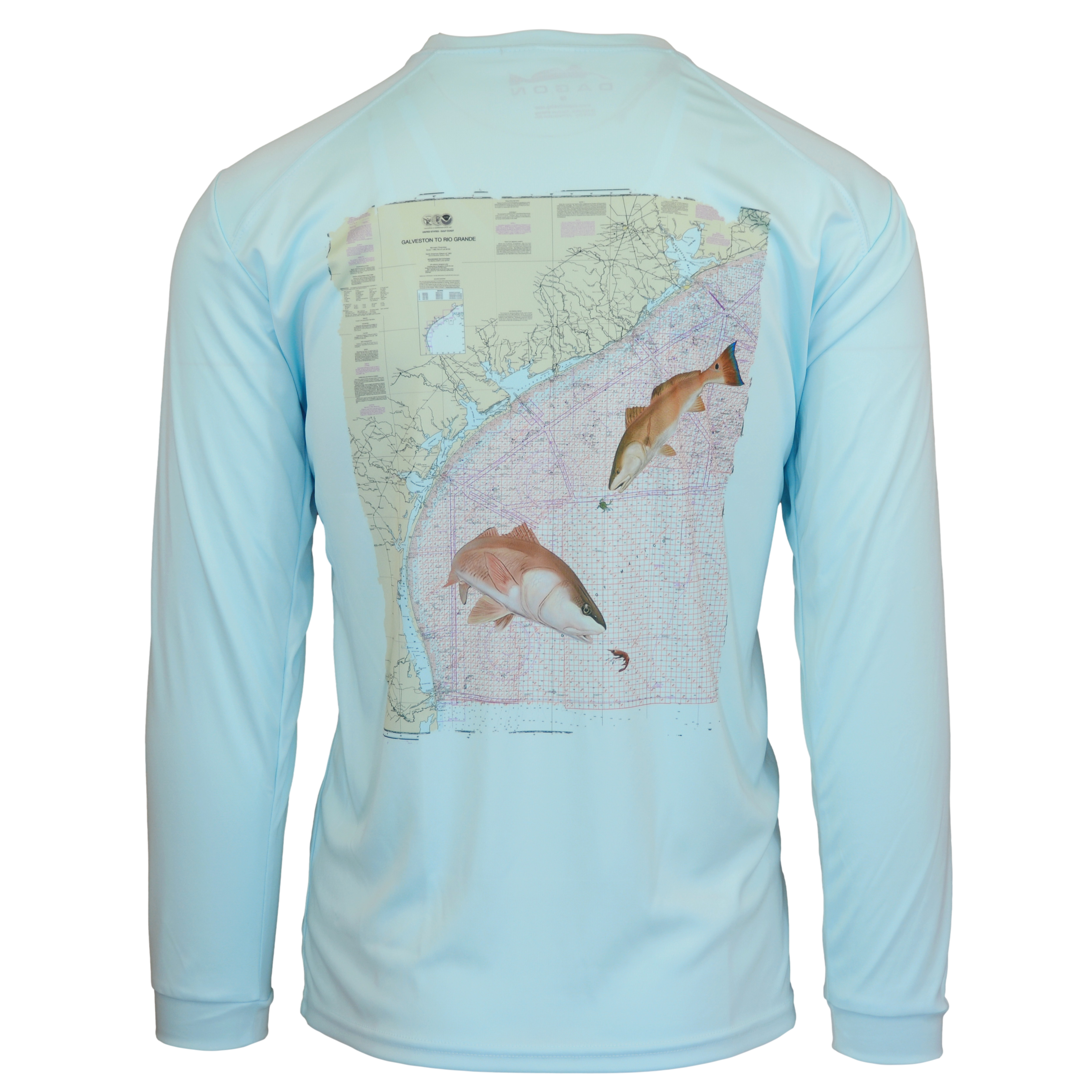 redfish sun shirt with tx coast map
