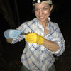 woman wearing permit shirt on fishing in night