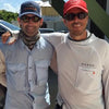 image of 2 anglers, one with ballad blue fishing shirt and other with Dagon sun shirt.
