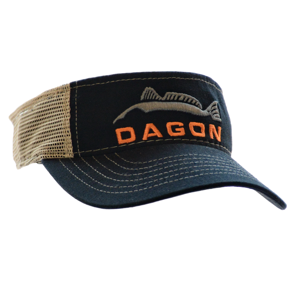 Dagon Embroidered Mesh Back Visor black and tan