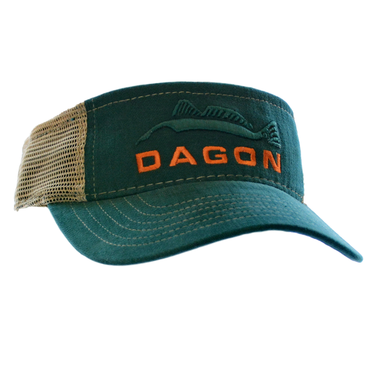 Dagon Embroidered Mesh Back Visor green and tan